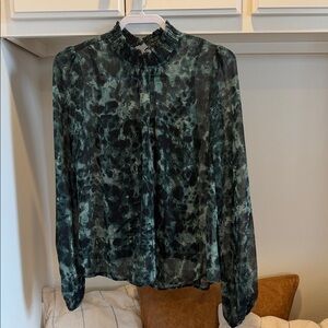 Allison Joy Dark Green Patterned Blouse